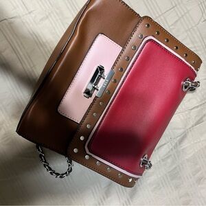 BCBG Brown and Red Shoulder Bag